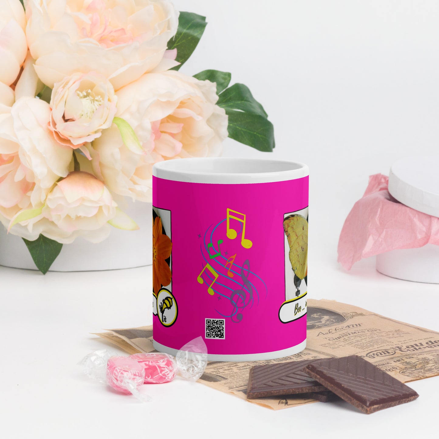 Mug Beein-sync White glossy pink music