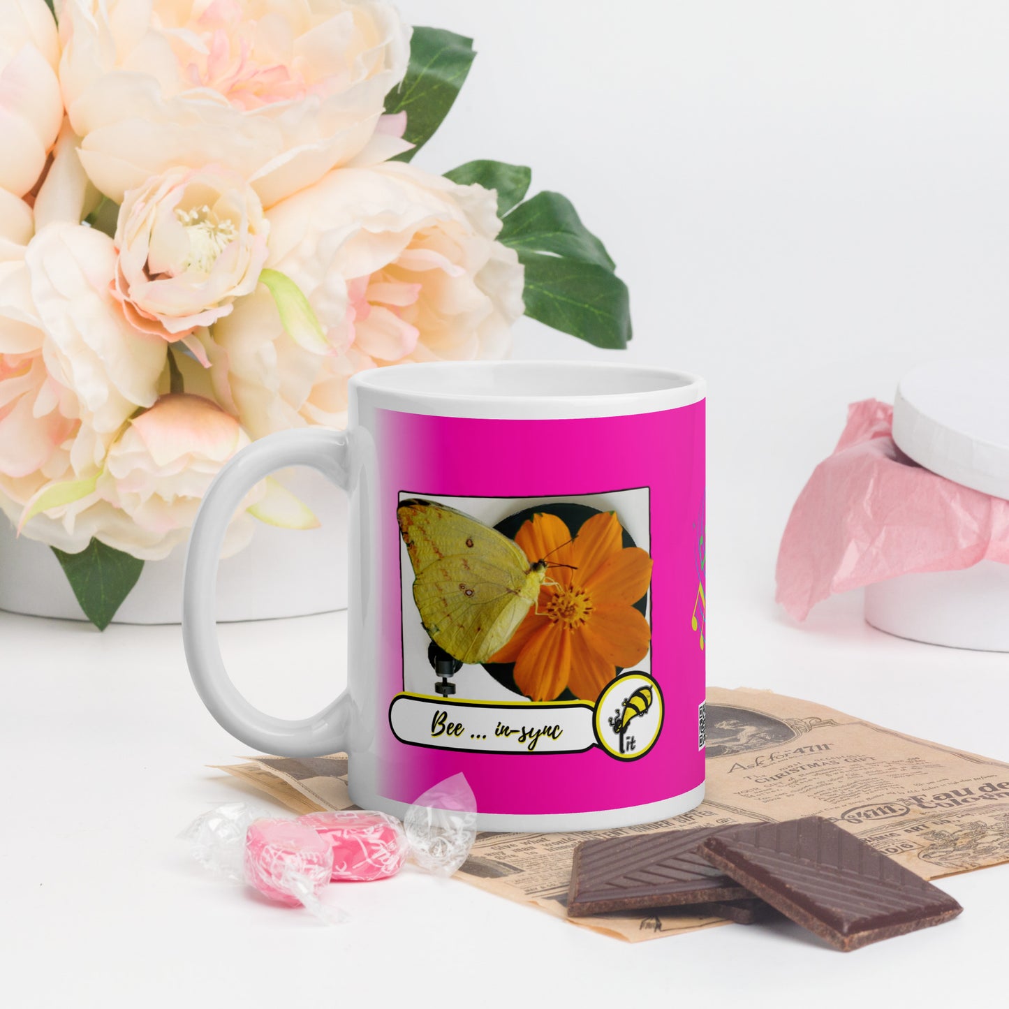 Mug Beein-sync White glossy pink music